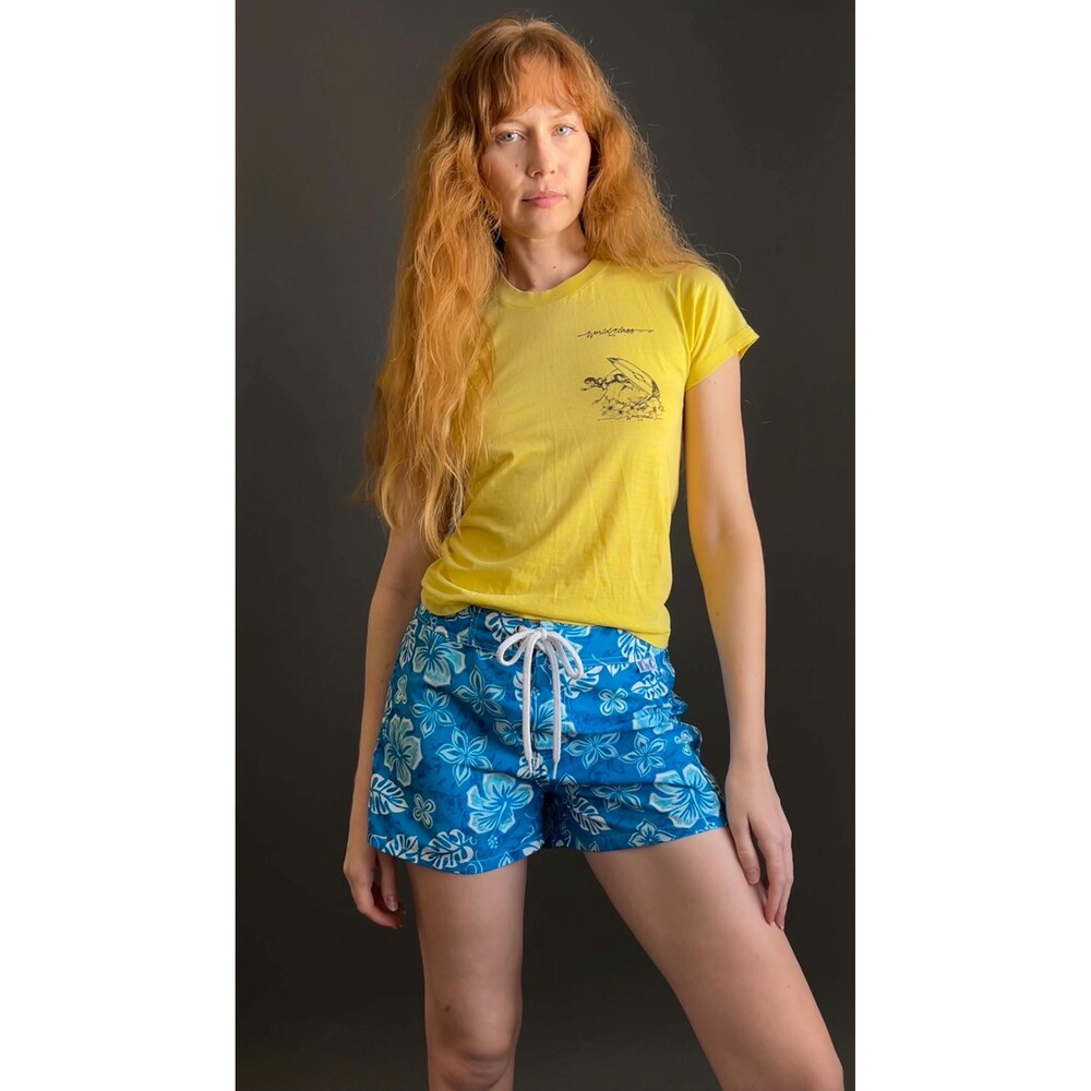 Vintage 90s Y2K Flower Print Low Rise Boardshorts, small